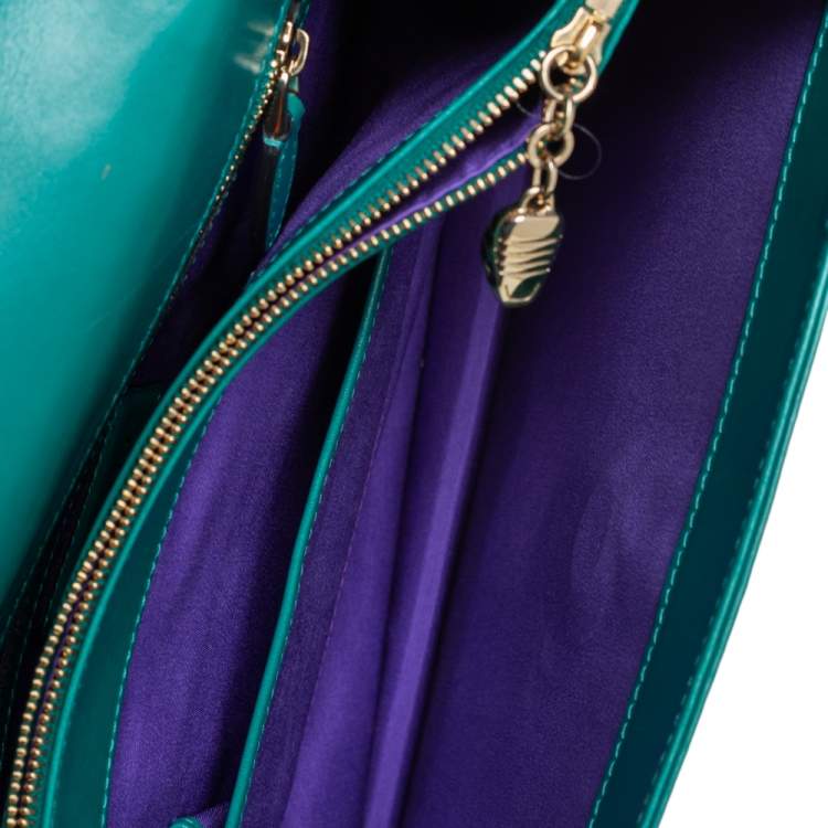 Pre Owned Bvlgari Green Leather Large Serpenti Forever Shoulder Bag