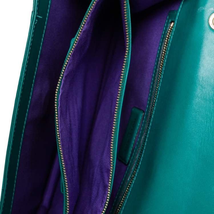 Pre Owned Bvlgari Green Leather Large Serpenti Forever Shoulder Bag