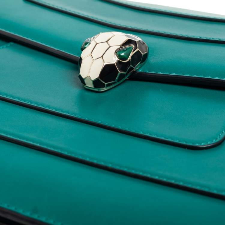 Pre Owned Bvlgari Green Leather Large Serpenti Forever Shoulder Bag