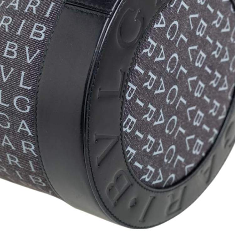 Pre Owned Bvlgari Black Canvas and Leather Logo Mania Satchel