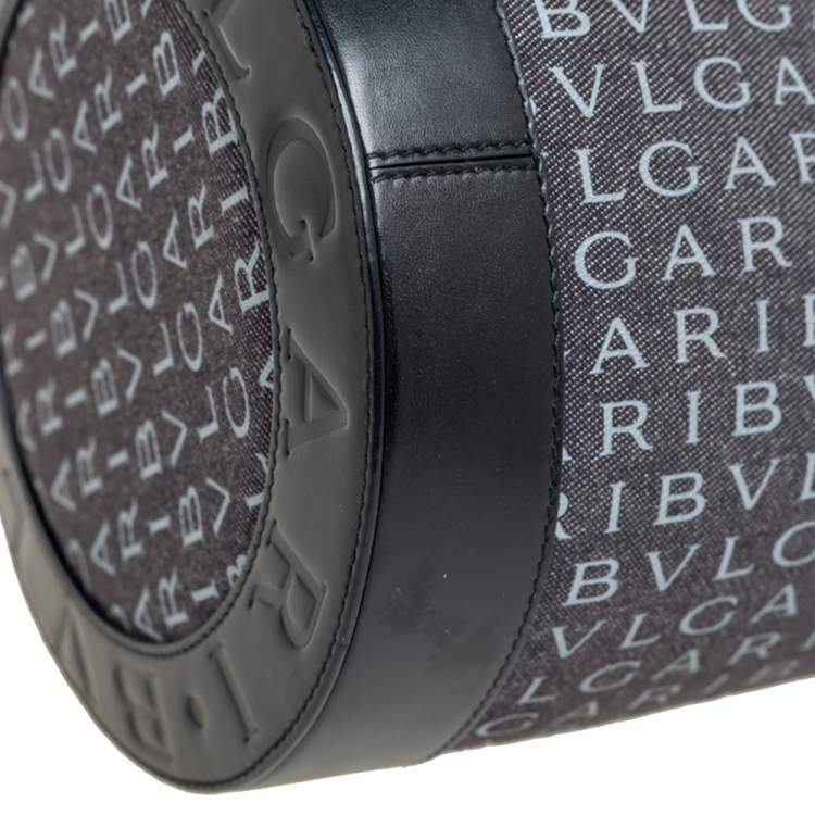 Pre Owned Bvlgari Black Canvas and Leather Logo Mania Satchel