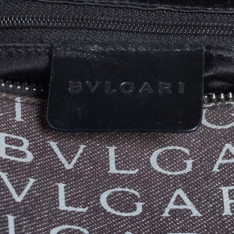 Pre Owned Bvlgari Black Canvas and Leather Logo Mania Satchel