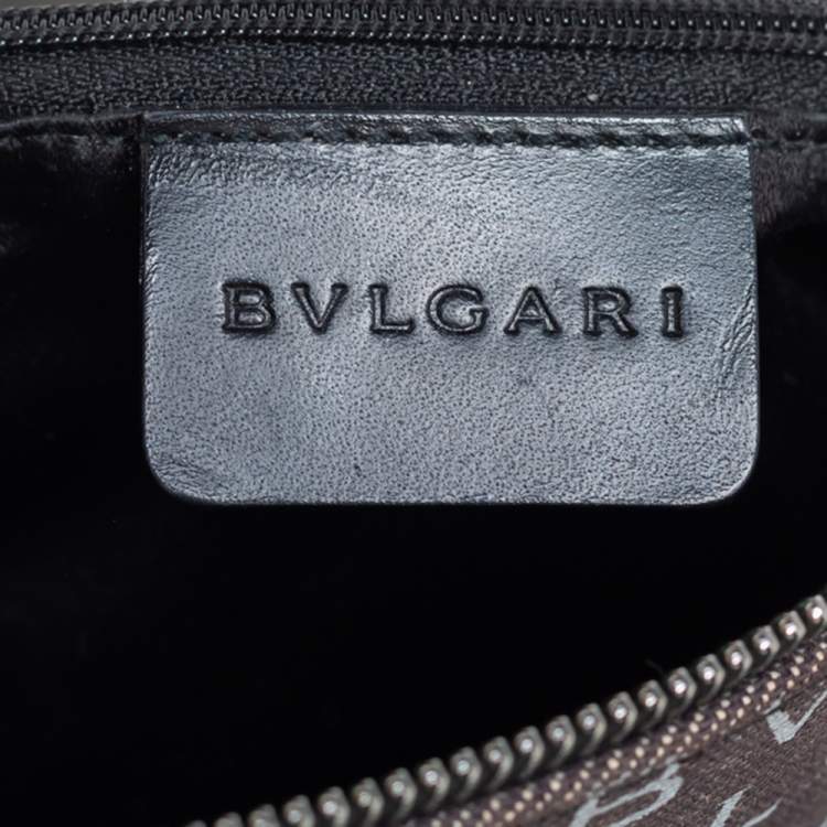 Pre Owned Bvlgari Black Canvas and Leather Logo Mania Satchel