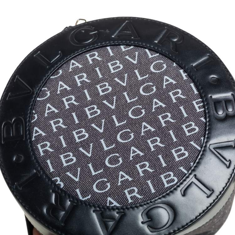 Pre Owned Bvlgari Black Canvas and Leather Logo Mania Satchel