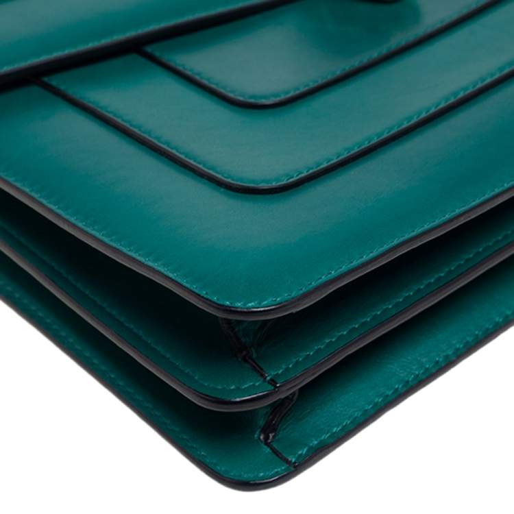 Pre Owned Bvlgari Green Leather Medium Serpenti Forever Shoulder Bag