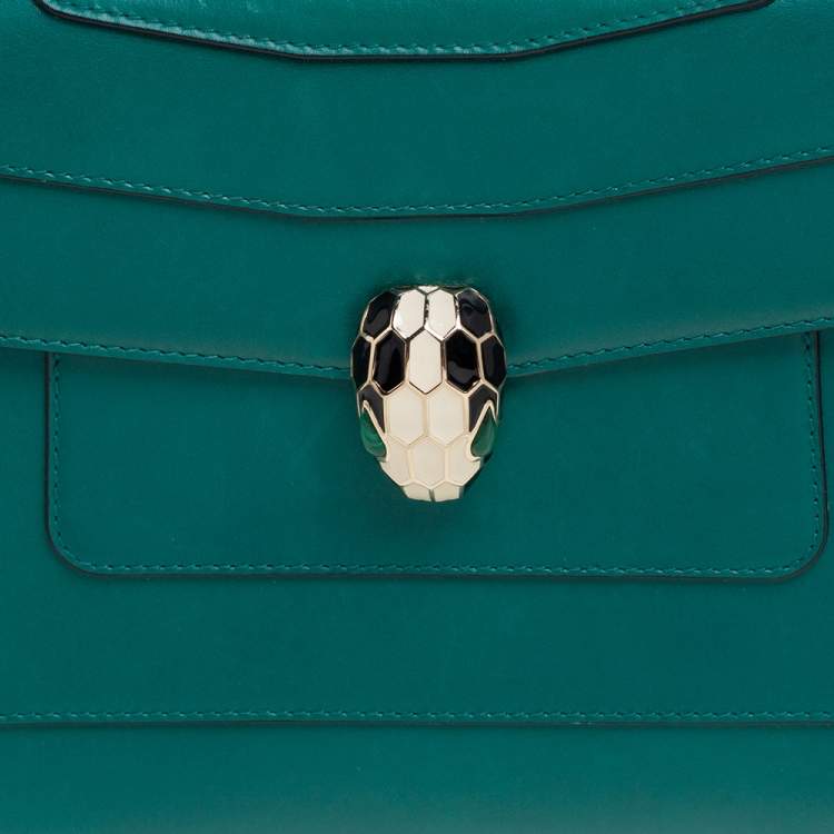 Pre Owned Bvlgari Green Leather Medium Serpenti Forever Shoulder Bag
