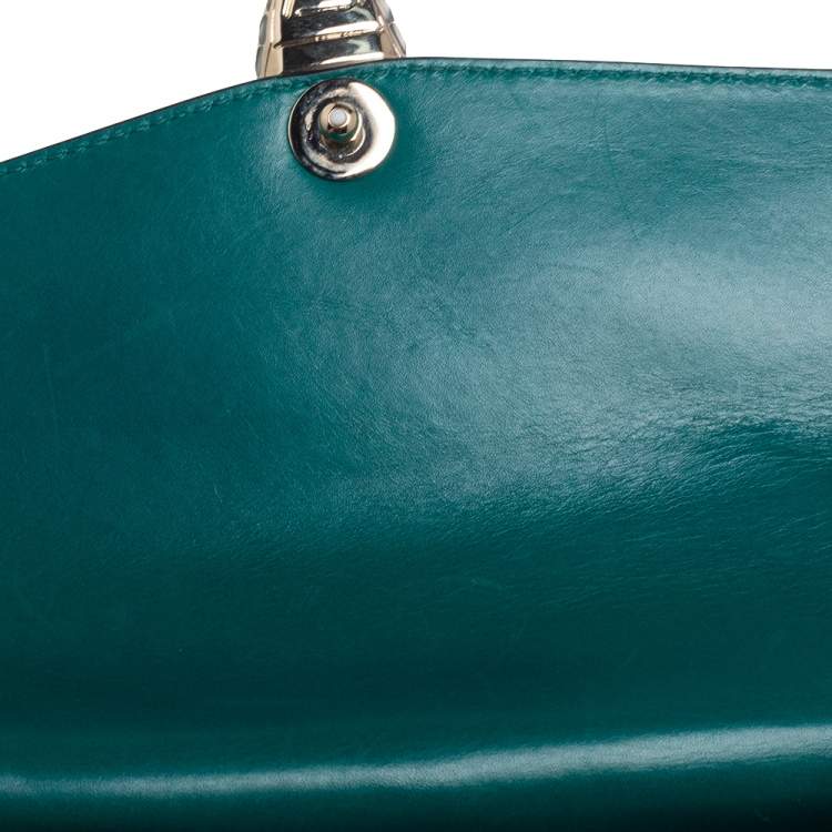 Pre Owned Bvlgari Green Leather Medium Serpenti Forever Shoulder Bag