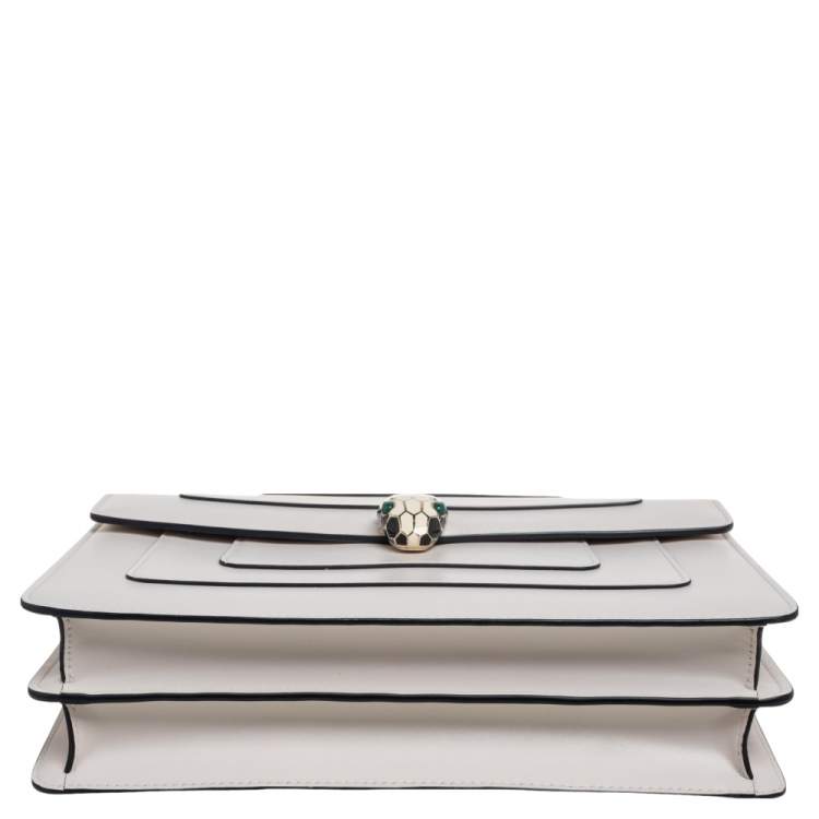 Pre Owned Bvlgari Off White Leather Medium Serpenti Forever Shoulder Bag