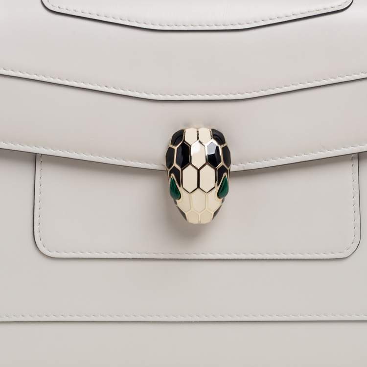 Pre Owned Bvlgari Off White Leather Medium Serpenti Forever Shoulder Bag