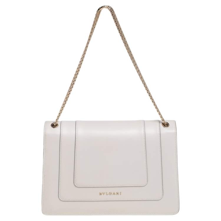 Pre Owned Bvlgari Off White Leather Medium Serpenti Forever Shoulder Bag