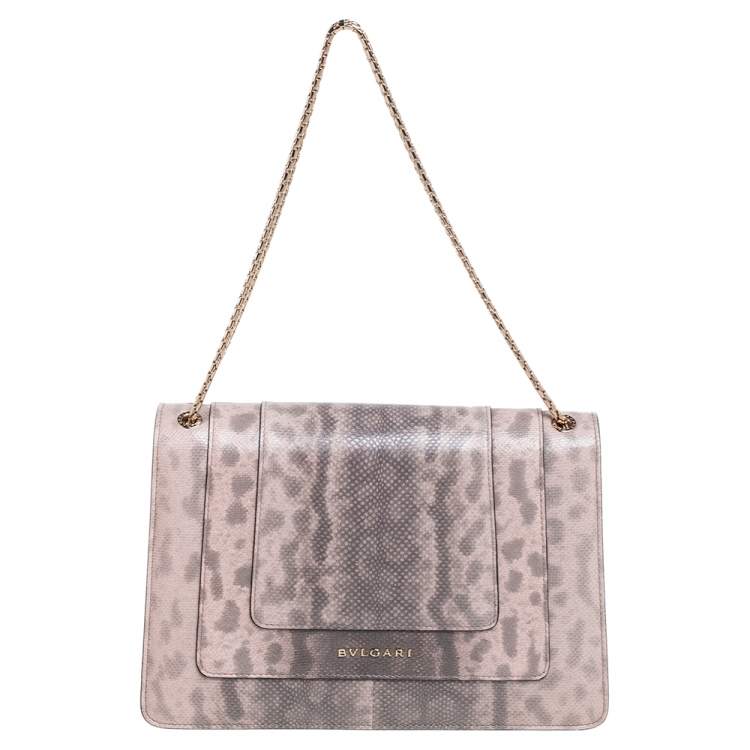 Pre Owned Bvlgari Beige/Brown Karung Medium Serpenti Forever Shoulder Bag
