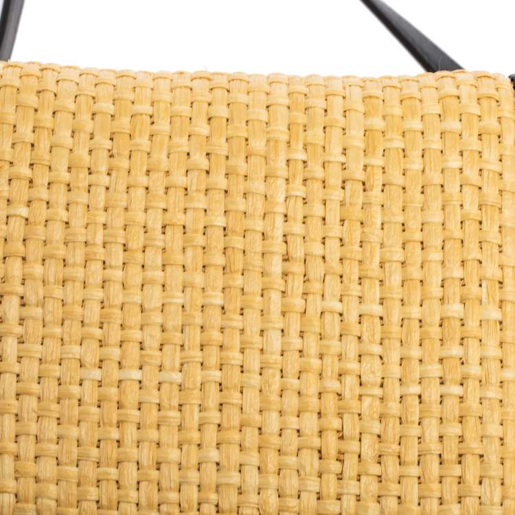 Pre Owned Bvlgari Cream/Black Raffia and Leather Mini Serpenti Forever Crossbody Bag