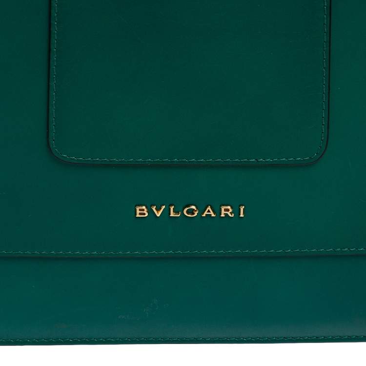 Pre Owned Bvlgari Green Leather Serpenti Forever Top Handle Bag
