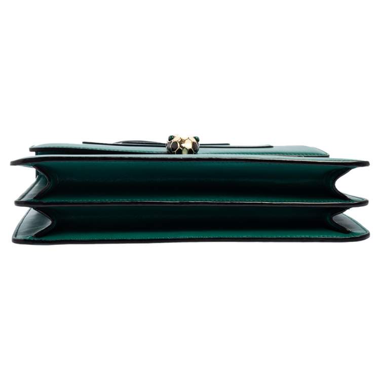 Pre Owned Bvlgari Green Leather Serpenti Forever Top Handle Bag