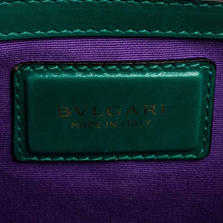 Pre Owned Bvlgari Green Leather Serpenti Forever Top Handle Bag