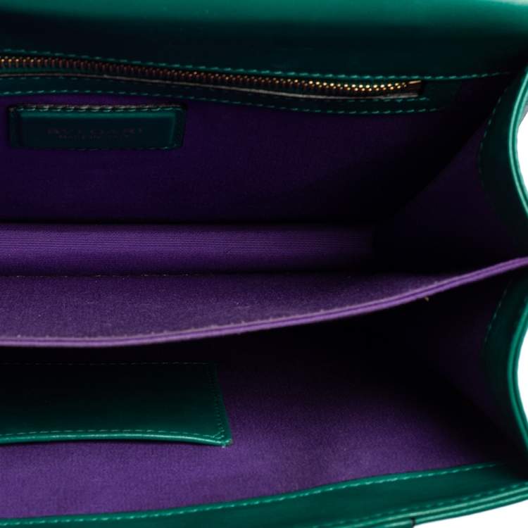 Pre Owned Bvlgari Green Leather Serpenti Forever Top Handle Bag