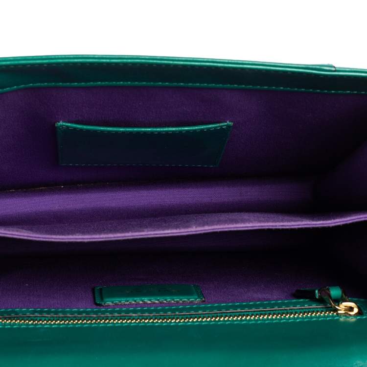 Pre Owned Bvlgari Green Leather Serpenti Forever Top Handle Bag