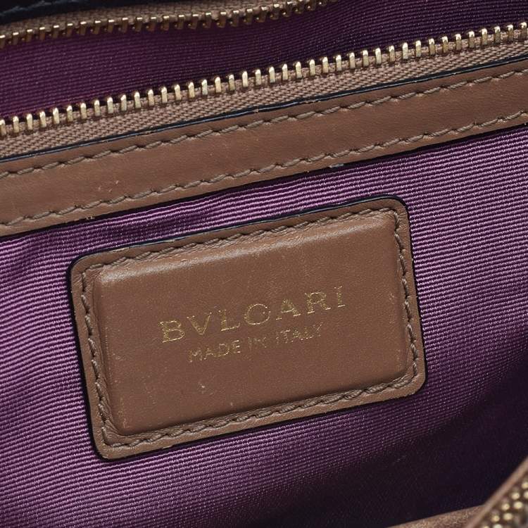 Pre Owned Bvlgari Beige/Black Leather Medium Serpenti Forever Flap Shoulder Bag