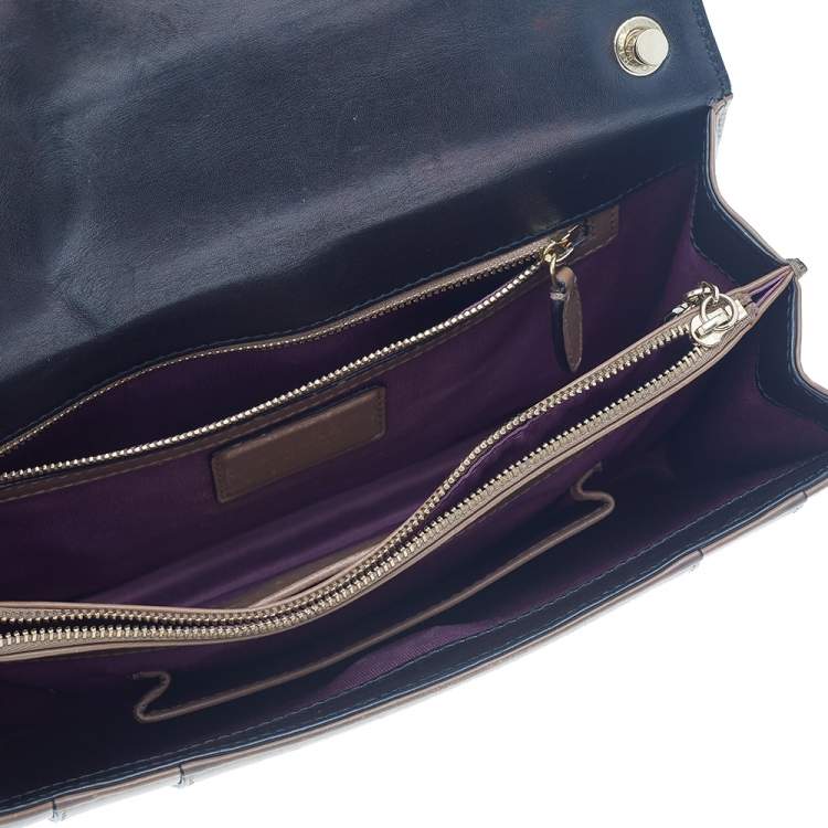 Pre Owned Bvlgari Beige/Black Leather Medium Serpenti Forever Flap Shoulder Bag