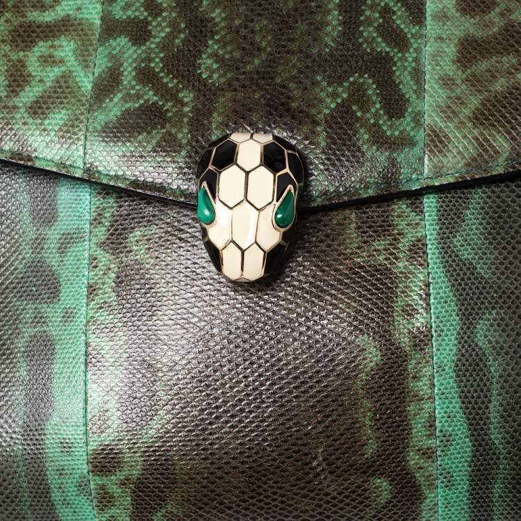 مملوكة مسبقًا Bvlgari Green Karung Serpenti Forever Flap Shoulder Bag