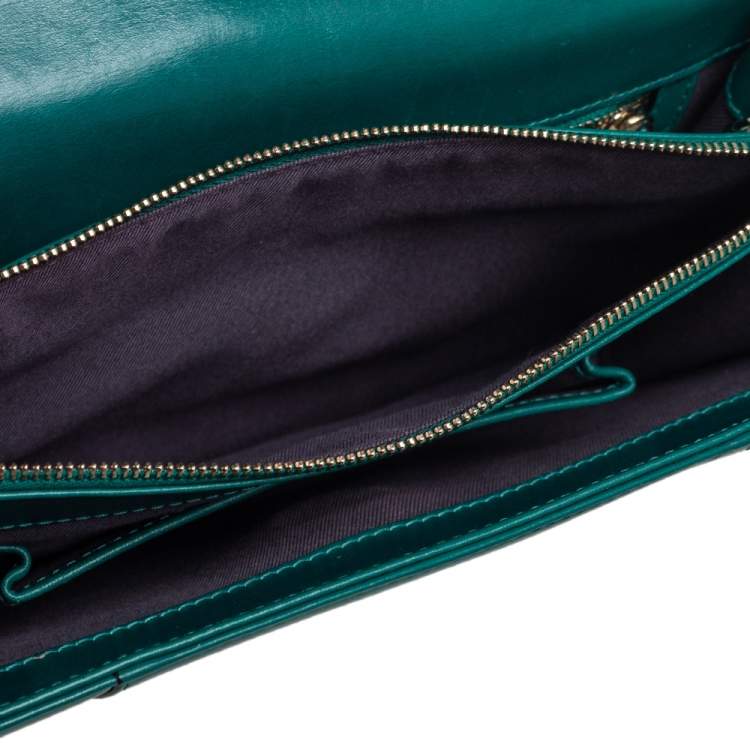 Pre Owned Bvlgari Green Leather Medium Serpenti Forever Flap Shoulder Bag