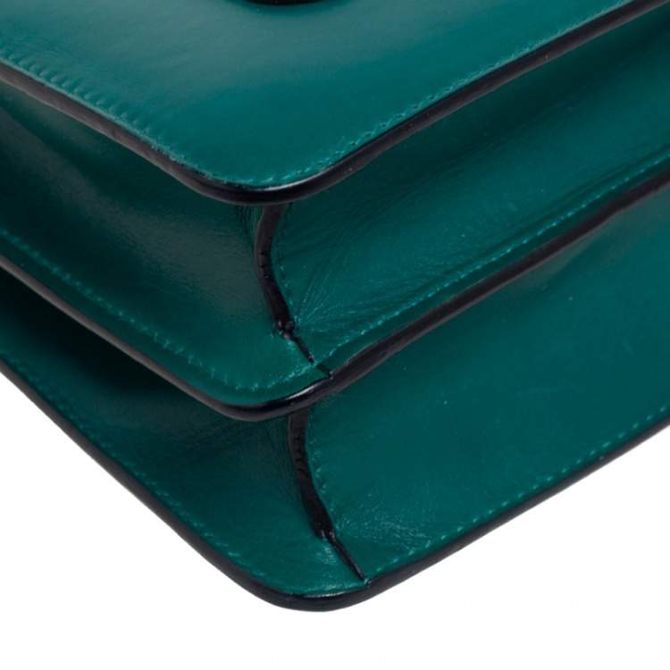 Pre Owned Bvlgari Green Leather Medium Serpenti Forever Flap Shoulder Bag