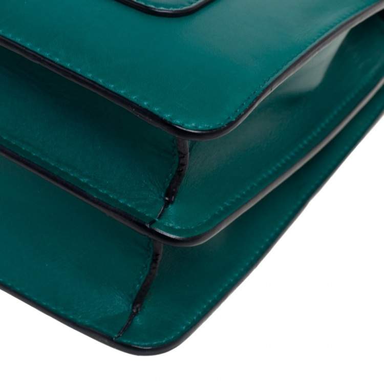 Pre Owned Bvlgari Green Leather Medium Serpenti Forever Flap Shoulder Bag