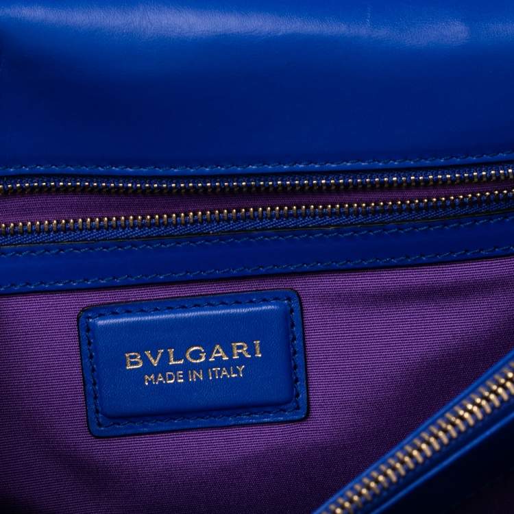 Pre Owned Bvlgari Blue Leather Large Serpenti Forever Flap Shoulder Bag