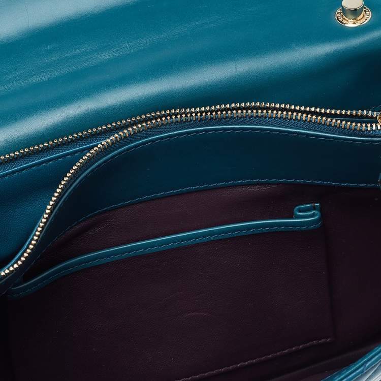 Pre Owned Bvlgari Teal Blue Quilted Leather Serpenti Forever Shoulder Bag