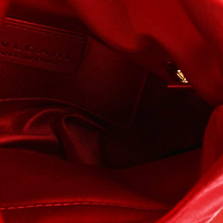 Pre Owned Bvlgari Orange Satin Monete Clutch