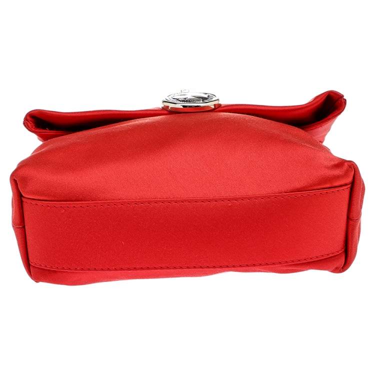Pre Owned Bvlgari Orange Satin Monete Clutch
