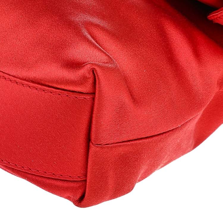 Pre Owned Bvlgari Orange Satin Monete Clutch