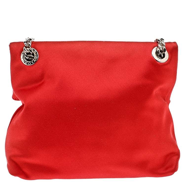 Pre Owned Bvlgari Orange Satin Monete Clutch