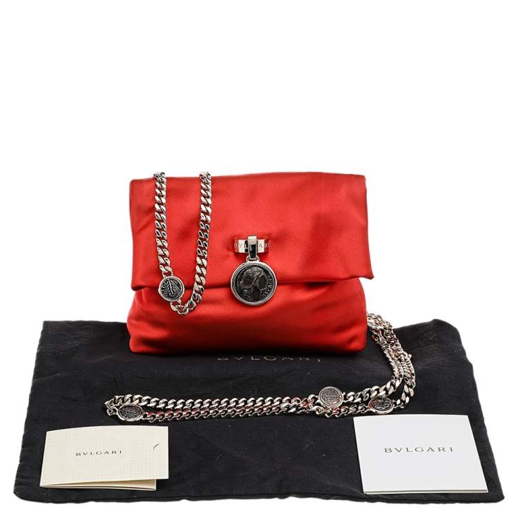 Pre Owned Bvlgari Orange Satin Monete Clutch