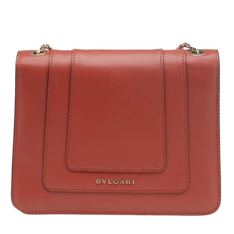 Pre Owned Bvlgari Coral Pink Leather Small Serpenti Forever Shoulder Bag