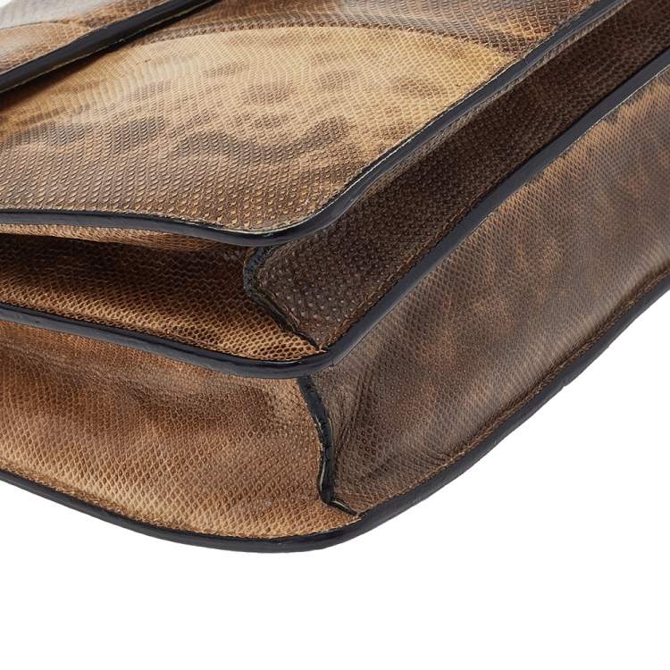 Pre Owned Bvlgari Beige/Brown Karung Medium Serpenti Forever Shoulder Bag