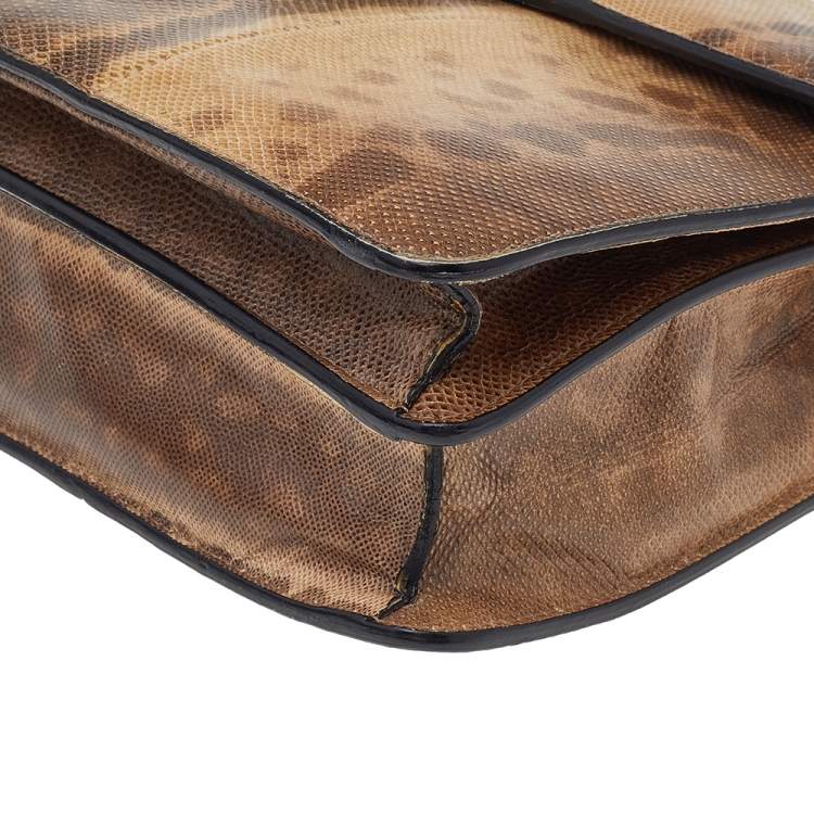 Pre Owned Bvlgari Beige/Brown Karung Medium Serpenti Forever Shoulder Bag