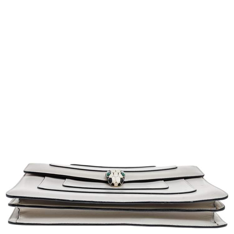 Pre Owned Bvlgari White Leather Medium Serpenti Forever Shoulder Bag