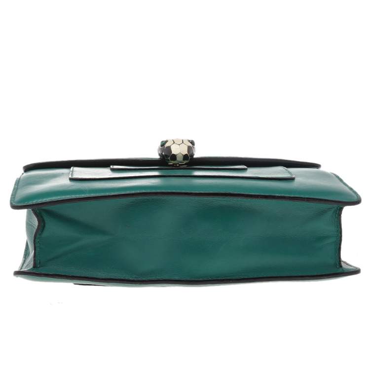 Pre Owned Bvlgari Green Leather Serpenti Forever Chain Flap Shoulder Bag
