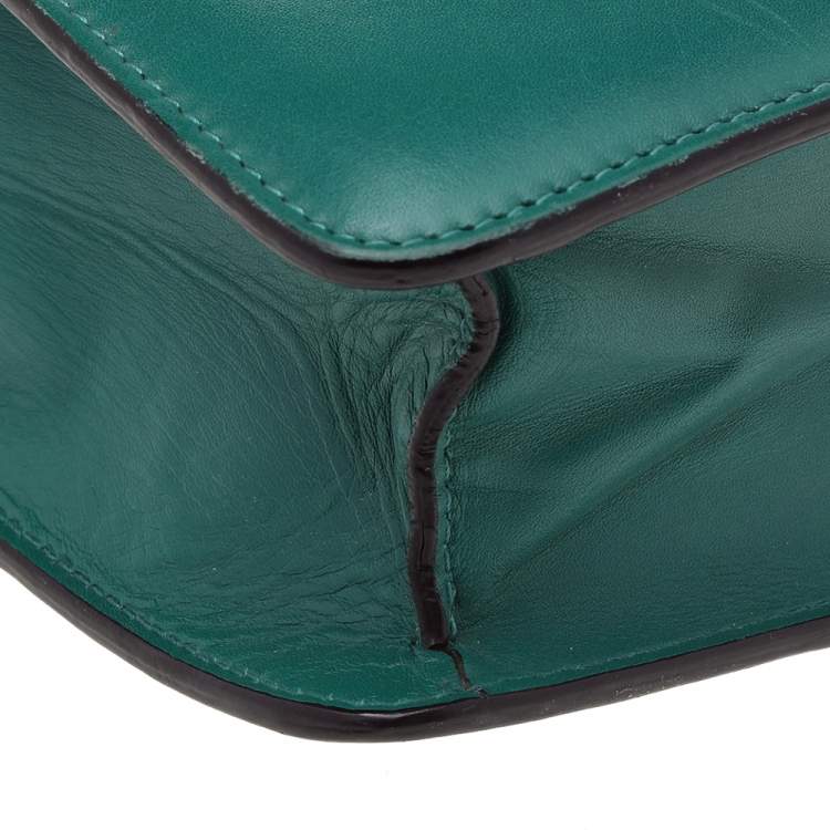 Pre Owned Bvlgari Green Leather Serpenti Forever Chain Flap Shoulder Bag