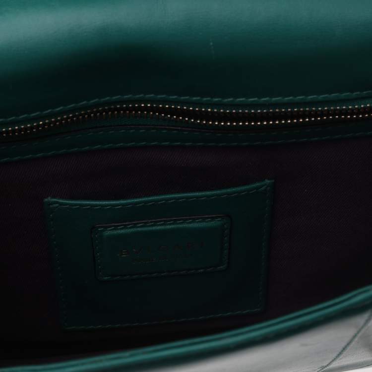 Pre Owned Bvlgari Green Leather Serpenti Forever Chain Flap Shoulder Bag