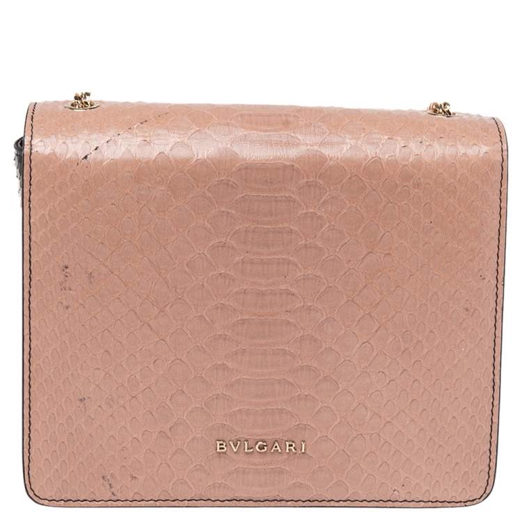 Pre Owned Bvlgari Ombre Pink/Black Python And Perspex Bulgari Chain Crossbody Bag