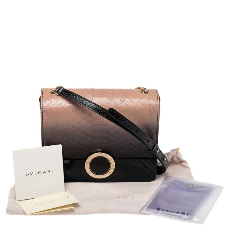 Pre Owned Bvlgari Ombre Pink/Black Python And Perspex Bulgari Chain Crossbody Bag