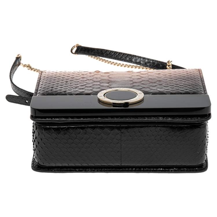 Pre Owned Bvlgari Ombre Pink/Black Python And Perspex Bulgari Chain Crossbody Bag