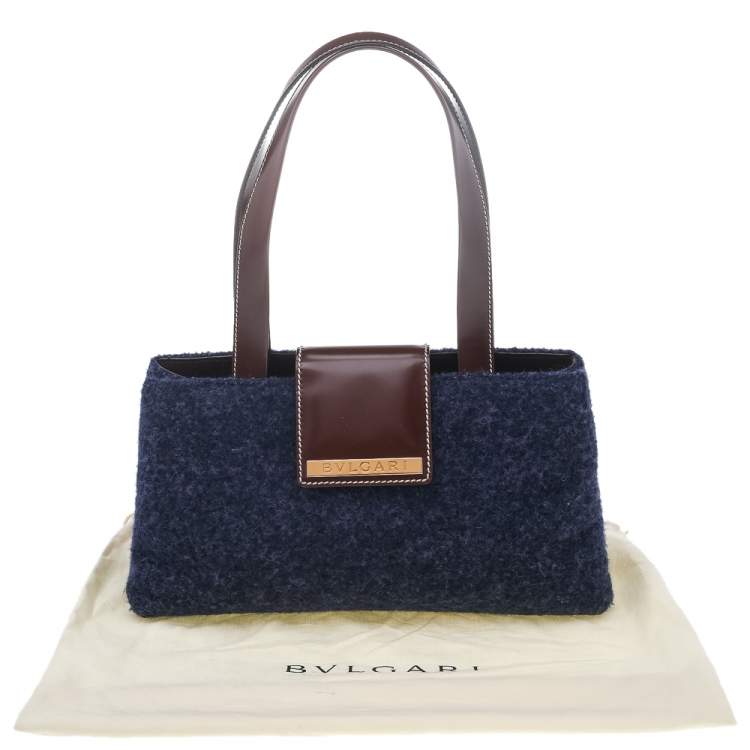 Pre Owned Bvlgari Purple/Dark Brown Wool And Leather Shoulder Bag
