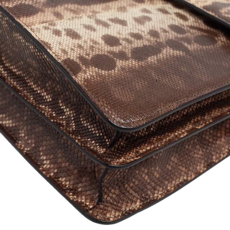 Pre Owned Bvlgari Beige/Brown Karung Medium Serpenti Forever Flap Shoulder Bag