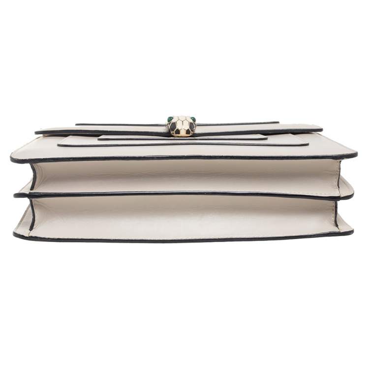 Pre Owned Bvlgari Cream Leather Medium Serpenti Forever Shoulder Bag