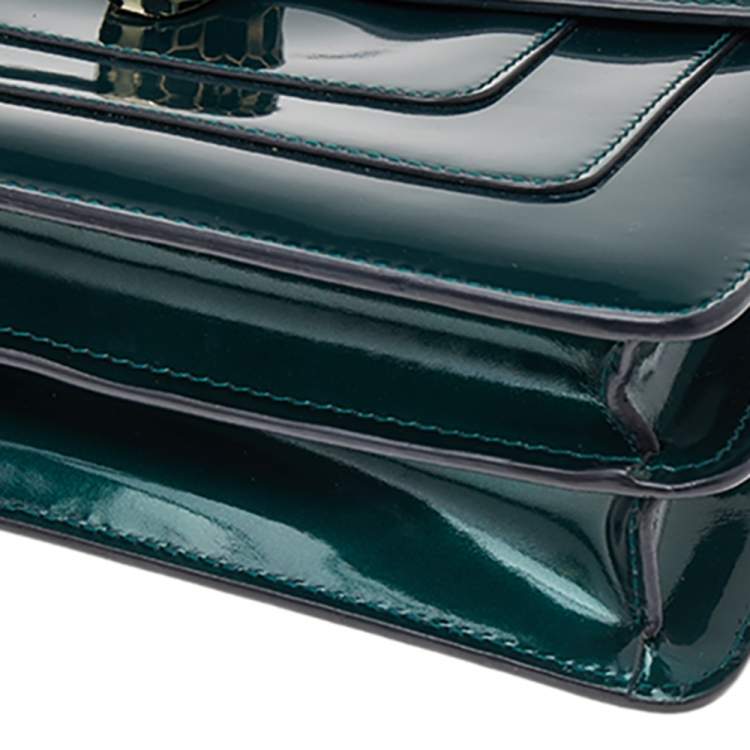 Pre Owned Bvlgari Green Patent Leather Medium Serpenti Forever Shoulder Bag
