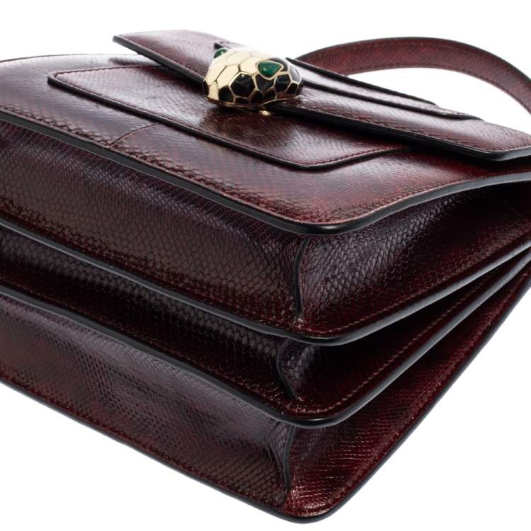 Pre Owned Bvlgari Burgundy Karung Serpenti Forever Flap Top Handle Bag