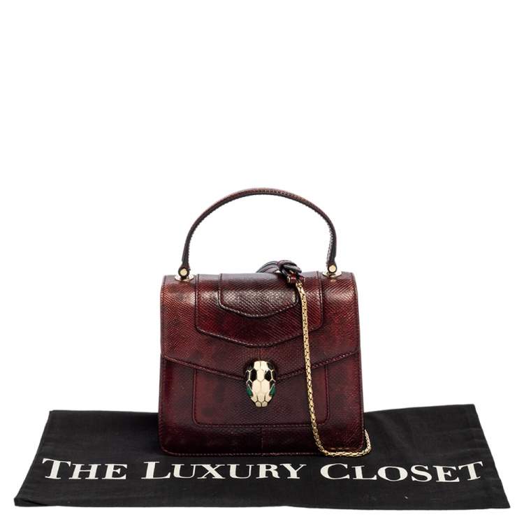Pre Owned Bvlgari Burgundy Karung Serpenti Forever Flap Top Handle Bag
